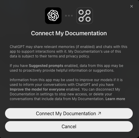 ChatGPT: Connect dialog