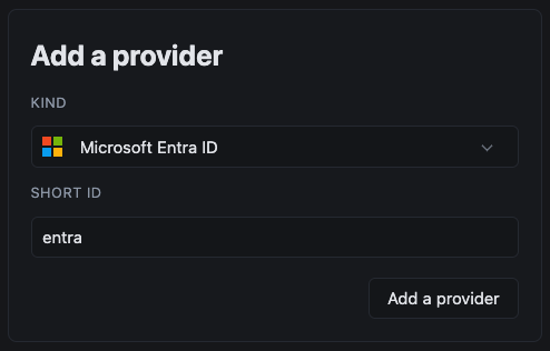 Screenshot: Add Entra ID Provider