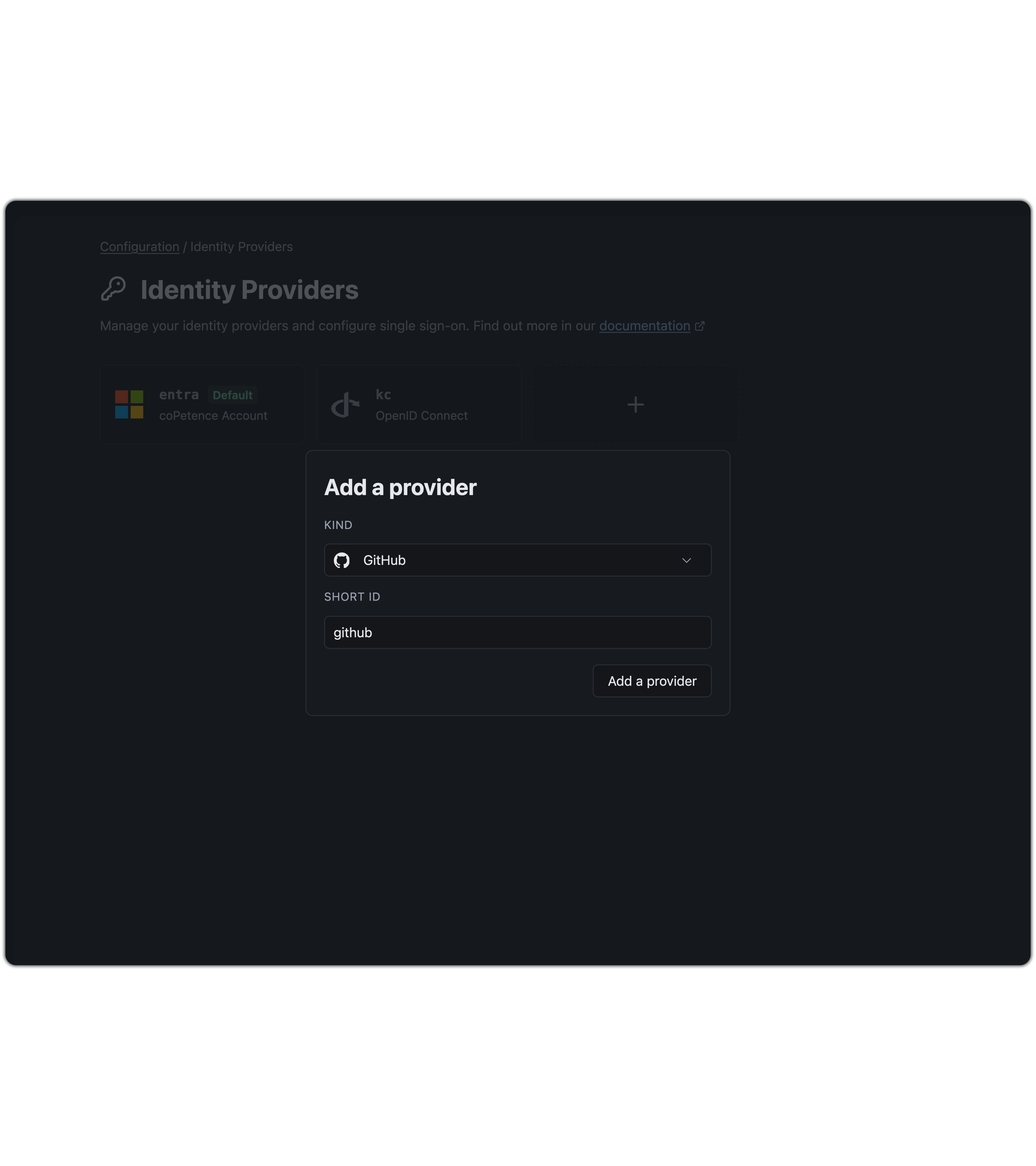 Screenshot:Add IDP