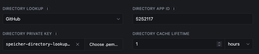 Screenshot: GitHub Directory Client in Speicher Config